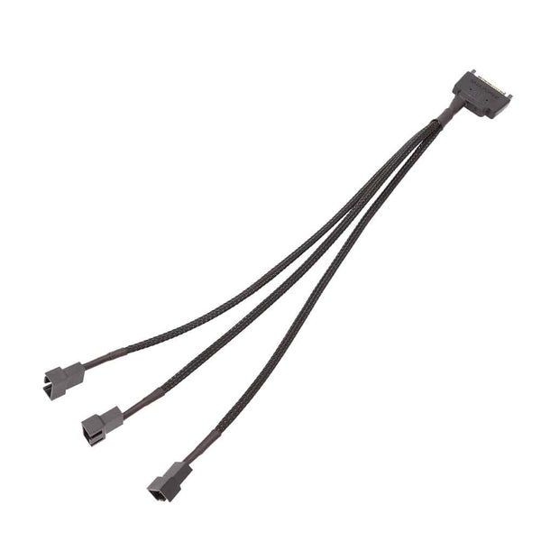 15Pin SATA to 3 x 4-Pin PWM Sleeved Fan Power Adapter Cable