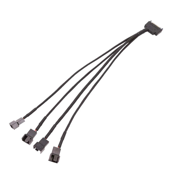 15Pin SATA to 4 x 4-Pin PWM Sleeved Fan Power Adapter Cable