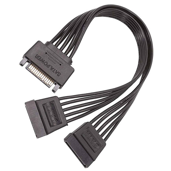 15 Pin SATA Power Y-Splitter Cable Adapter Extension 1 Male to 2 Female