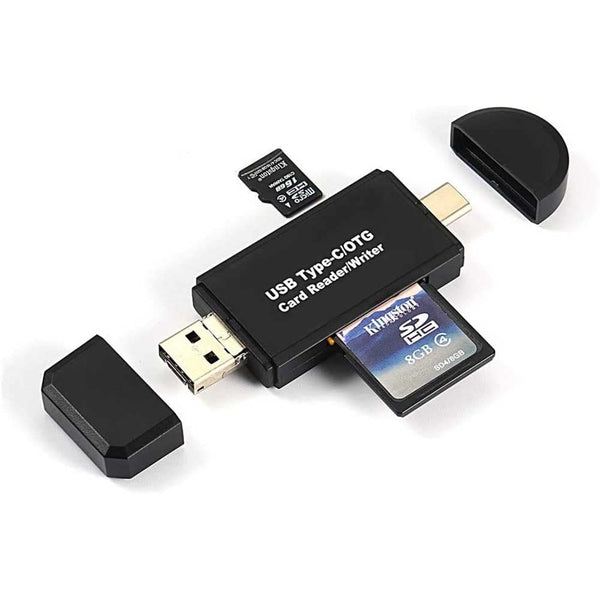 3 IN 1 USB Type-C Micro TF SD Memory Card Reader Adapter OTG Function