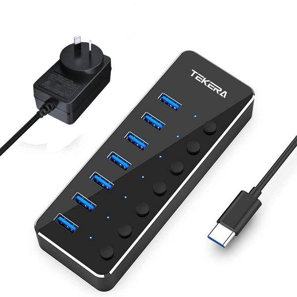 USB 3.1 USB-C Type-C HUB to 7 USB 3.0 Port Thunderbolt 3 Powered AC Adapter