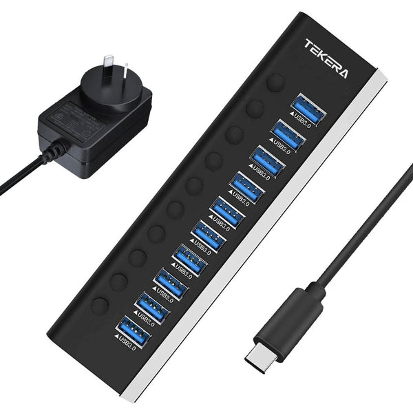 USB 3.1 USB-C Type-C HUB to 10 USB 3.0 Port Thunderbolt 3 Powered AC