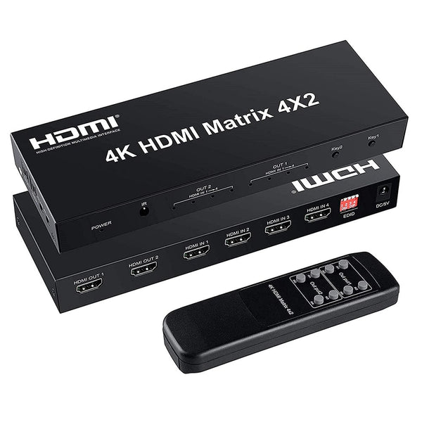 AU HDMI 2.0 Matrix 4x2 Switch,4 in 2 Out Video Switcher Splitter with remote control support 3D