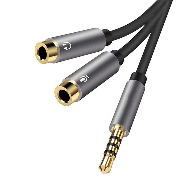 3.5mm Male to 2 Dual Female Plug Jack Audio Stereo Headset Mic Splitter Cable