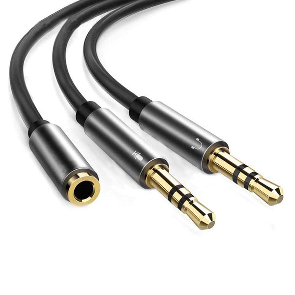 3.5mm Female to 2 male Mic Audio Headphone AUX Headset Microphone Splitter Cable