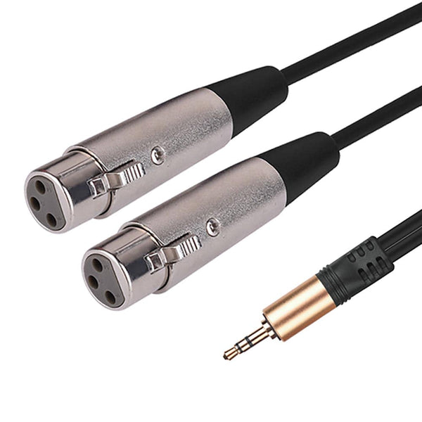 3.5mm Stereo TRS Male Plug to Dual XLR 3Pin Female Splitter Connector Cable