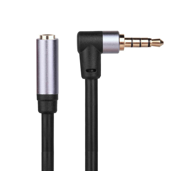 3.5mm Angle Male to Female Extension Cable with Mic Stereo Audio Cable 4 Pole