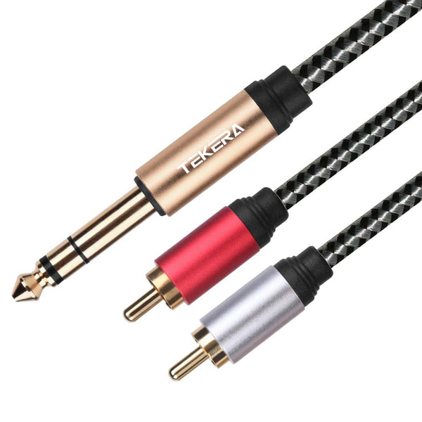 6.35mm 1/4 Inch TRS Stereo Male to 2 RCA Audio Y Splitter Cable