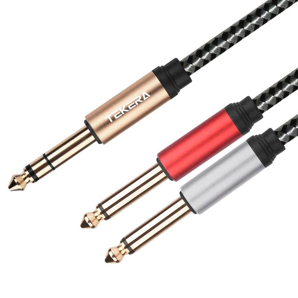 6.35mm 1/4 inch TRS Stereo to Dual 1/4 inch TS Mono Y Splitter Cable